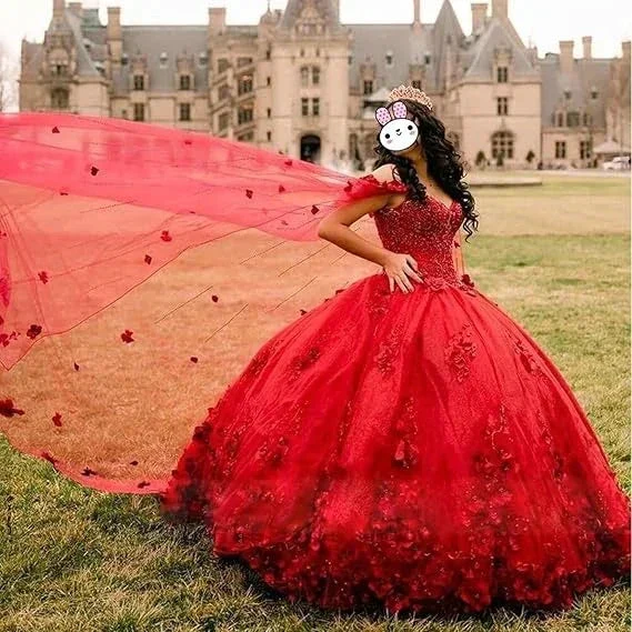 Pink Sweet 16 Dress,Pink Ball Gown With 3D Flowers,Pink Princess Dress  Y2337 - Image 4