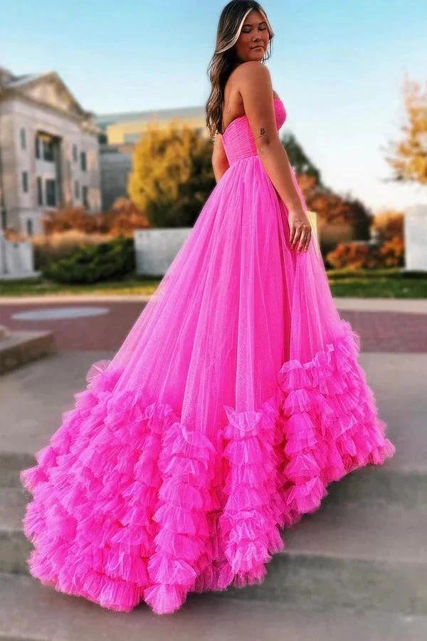 Pink Sweetheart Tulle Long Prom Dresses Princess Dresses PSK475 - Image 2