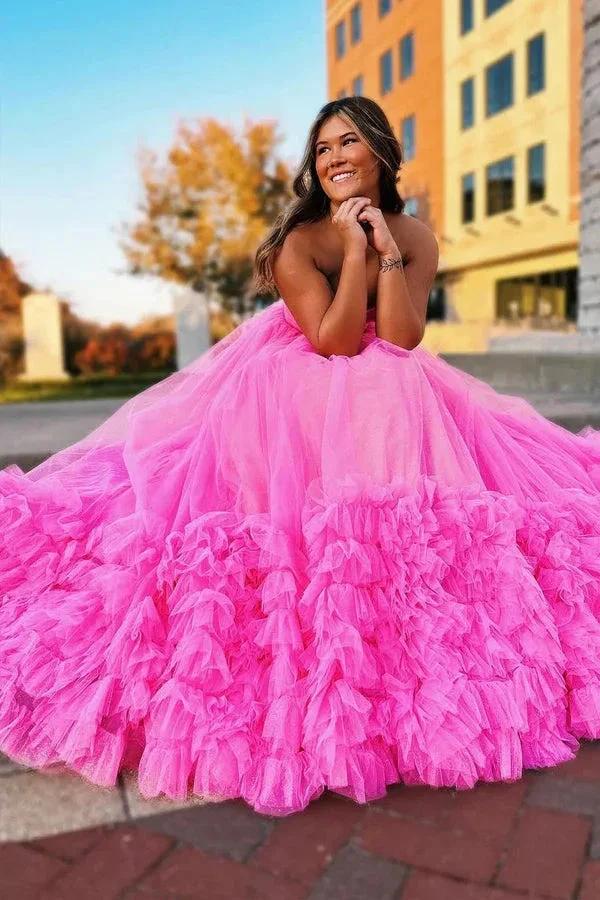 Pink Sweetheart Tulle Long Prom Dresses Princess Dresses PSK475 - Image 3