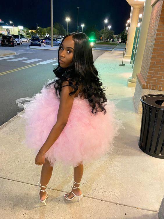 Pink Tulle Birthday Outfit Short Homecoming Dress Y326 - Image 3