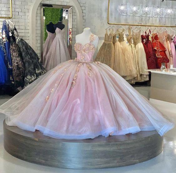 Pink Tulle Princess Dress Pink Ball Gown Elegant Applique Quinceanera Dresses Y580 - Image 2