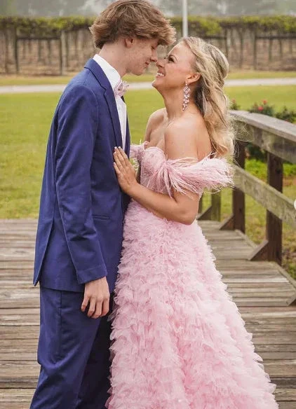 Pink Tulle Ruffled Gown Tulle Prom Dress Corset Tulle Evening Dress Y6093 - Image 4