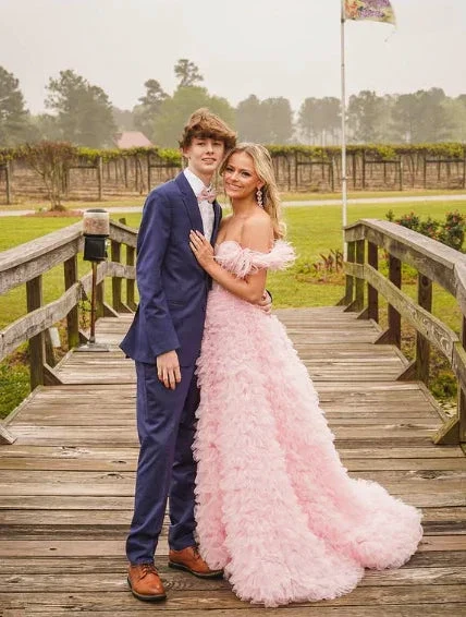 Pink Tulle Ruffled Gown Tulle Prom Dress Corset Tulle Evening Dress Y6093 - Image 8