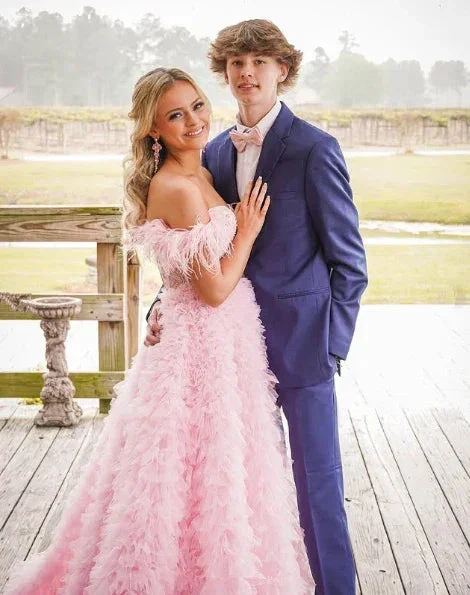 Pink Tulle Ruffled Gown Tulle Prom Dress Corset Tulle Evening Dress Y6093 - Image 9