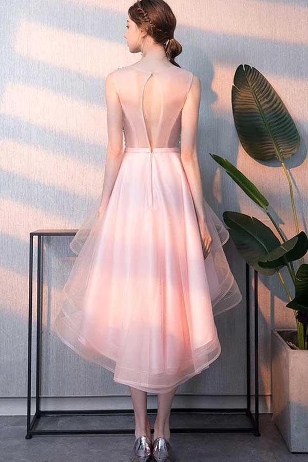 Pink Tulle Sequin Short Prom Dress Pink Homecoming Dress PD238 - Image 2