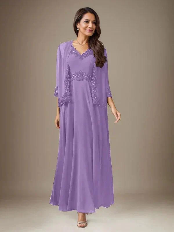 Plum A-Line Sequins Chiffon Dress - Image 15