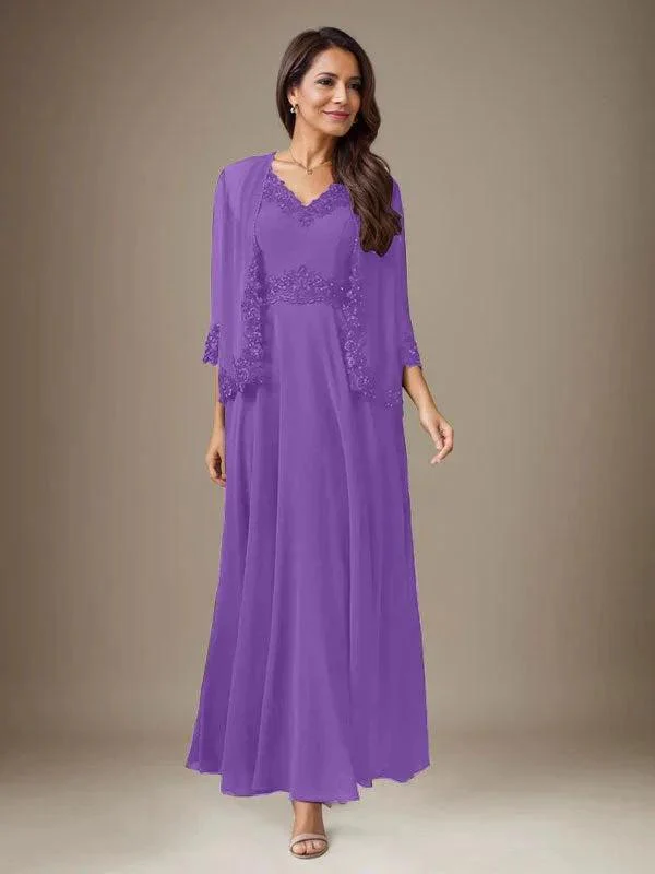 Plum A-Line Sequins Chiffon Dress - Image 16