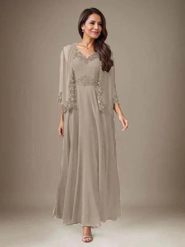 Plum A-Line Sequins Chiffon Dress - Image 19