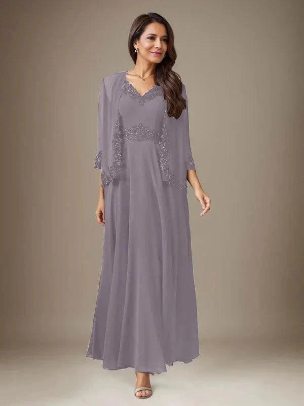 Plum A-Line Sequins Chiffon Dress - Image 21