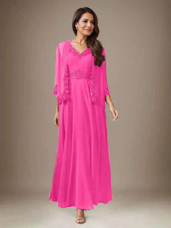 Plum A-Line Sequins Chiffon Dress - Image 25