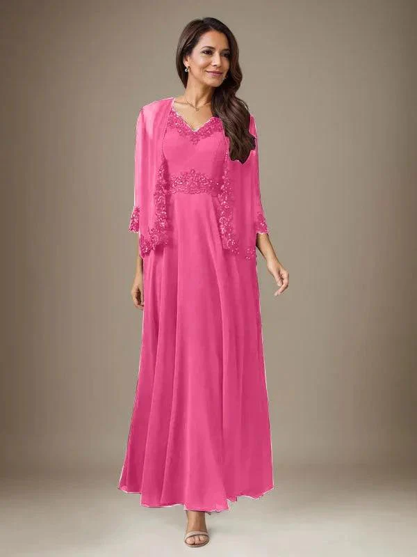 Plum A-Line Sequins Chiffon Dress - Image 27