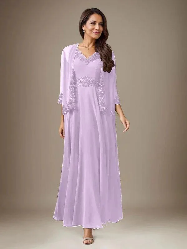 Plum A-Line Sequins Chiffon Dress - Image 30