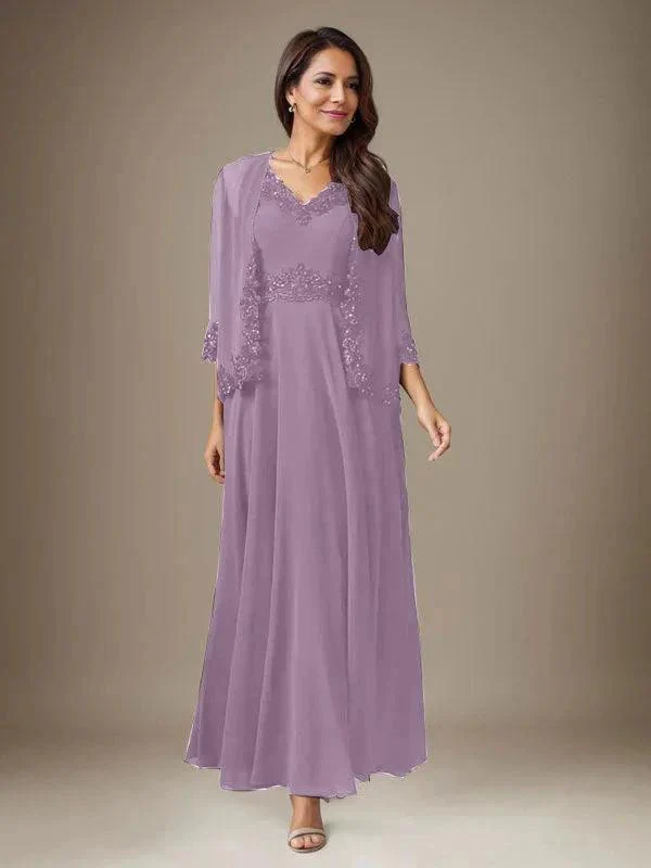 Plum A-Line Sequins Chiffon Dress - Image 32