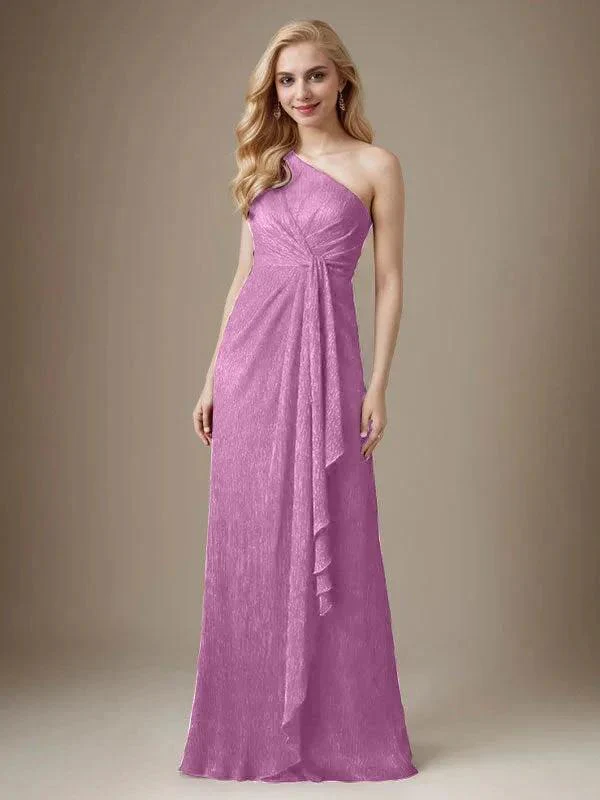 Ruby Sheath One Shoulder Metallic Mesh Dress Mother of the Bride Dress - Image 10