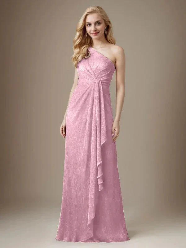 Ruby Sheath One Shoulder Metallic Mesh Dress Mother of the Bride Dress - Image 11