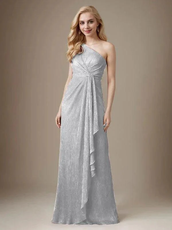Ruby Sheath One Shoulder Metallic Mesh Dress Mother of the Bride Dress - Image 12