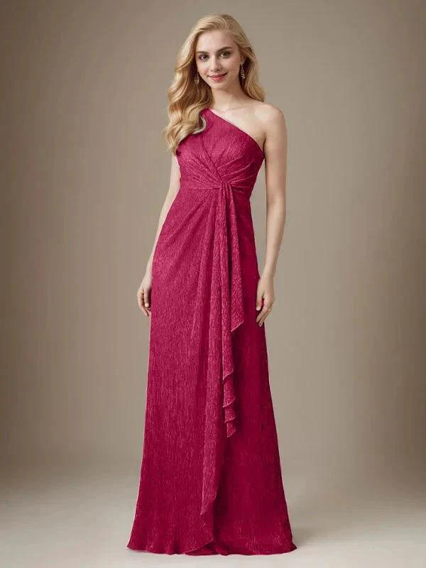 Ruby Sheath One Shoulder Metallic Mesh Dress Mother of the Bride Dress - Image 13