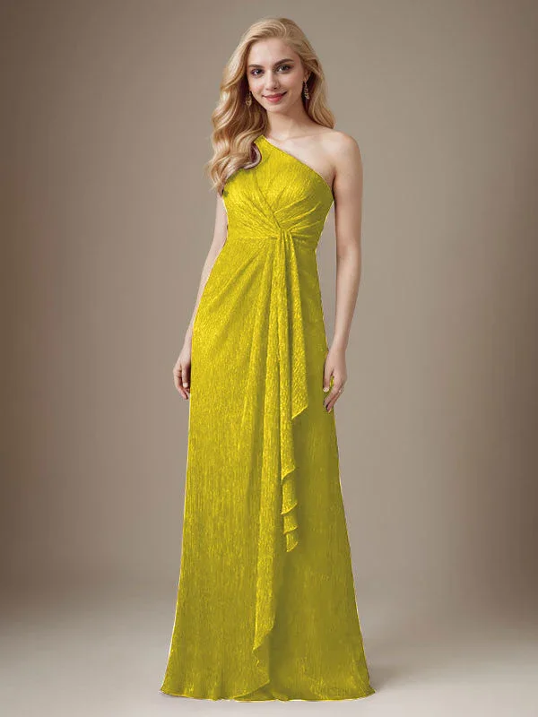 Ruby Sheath One Shoulder Metallic Mesh Dress Mother of the Bride Dress - Image 14