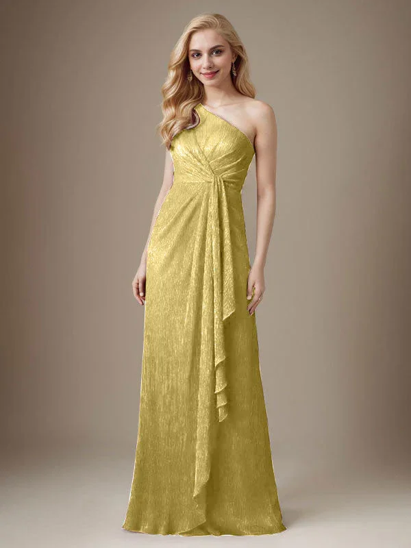 Ruby Sheath One Shoulder Metallic Mesh Dress Mother of the Bride Dress - Image 15