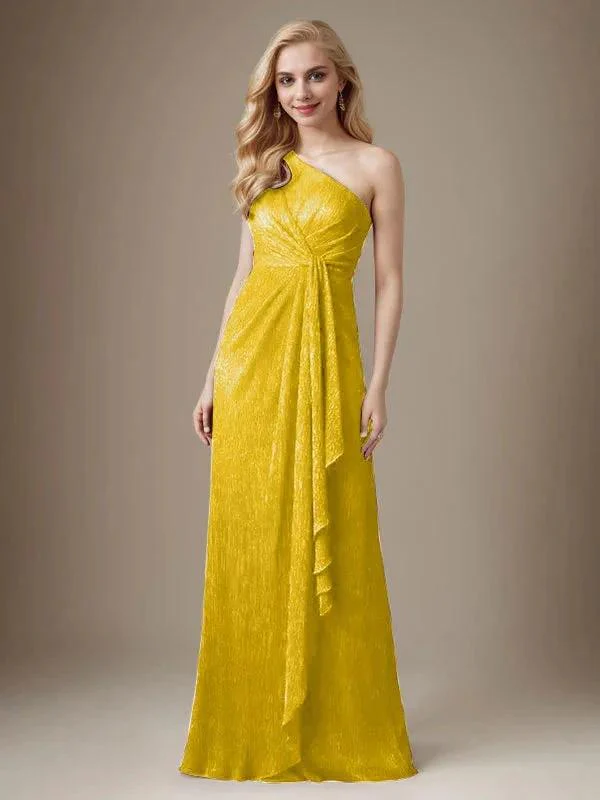 Ruby Sheath One Shoulder Metallic Mesh Dress Mother of the Bride Dress - Image 16