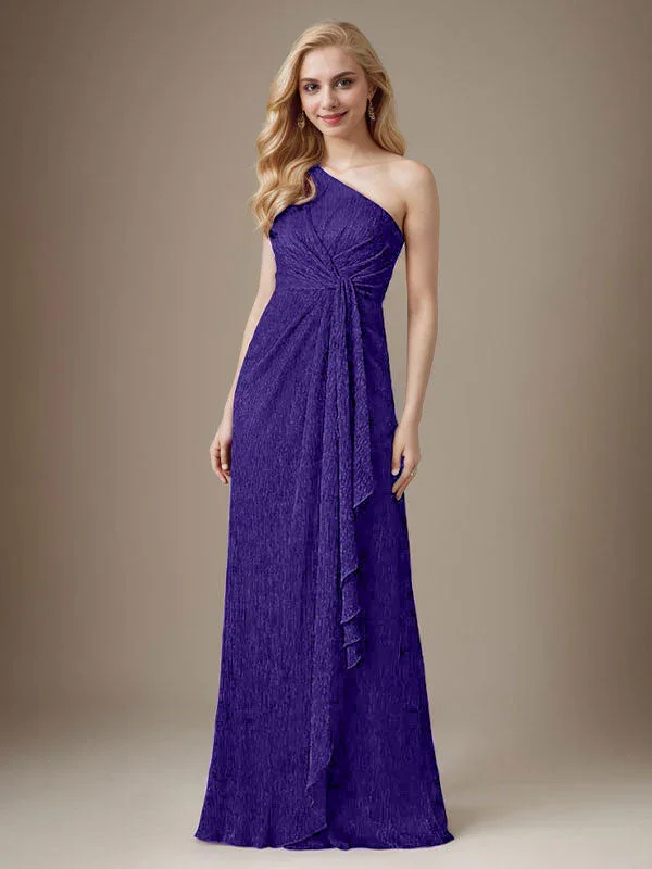 Ruby Sheath One Shoulder Metallic Mesh Dress Mother of the Bride Dress - Image 17