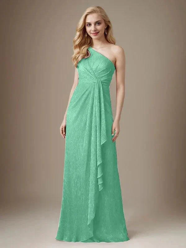 Ruby Sheath One Shoulder Metallic Mesh Dress Mother of the Bride Dress - Image 18