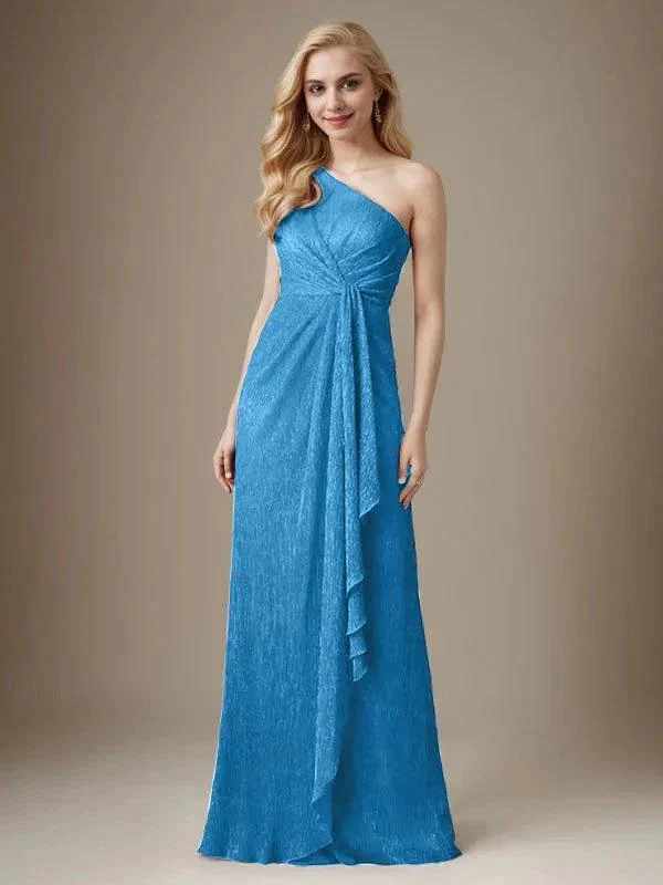 Ruby Sheath One Shoulder Metallic Mesh Dress Mother of the Bride Dress - Image 21