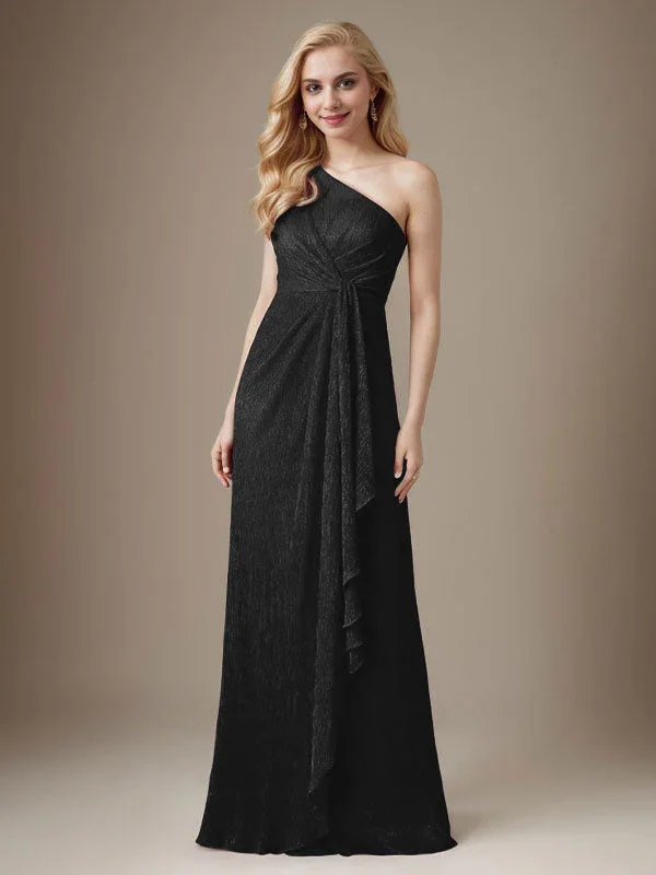 Ruby Sheath One Shoulder Metallic Mesh Dress Mother of the Bride Dress - Image 22
