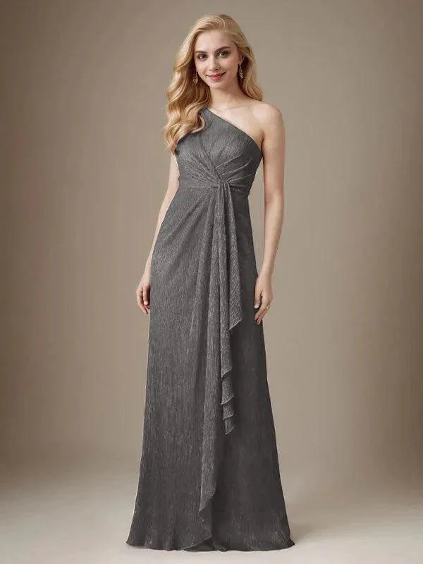 Ruby Sheath One Shoulder Metallic Mesh Dress Mother of the Bride Dress - Image 23