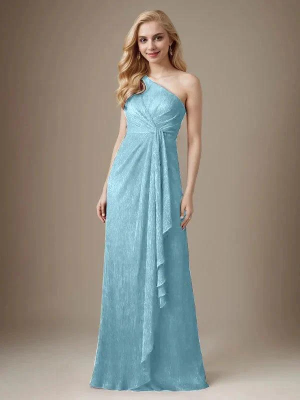 Ruby Sheath One Shoulder Metallic Mesh Dress Mother of the Bride Dress - Image 24