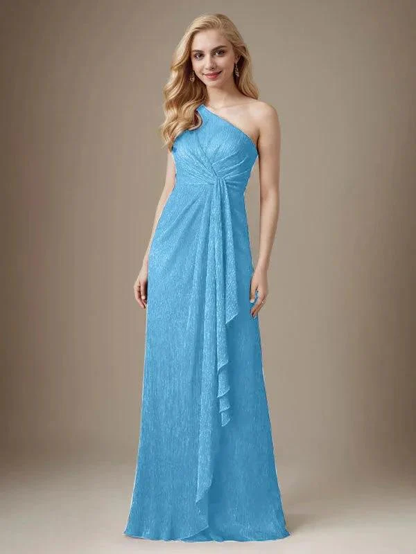 Ruby Sheath One Shoulder Metallic Mesh Dress Mother of the Bride Dress - Image 25