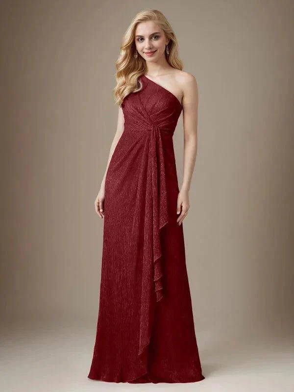 Ruby Sheath One Shoulder Metallic Mesh Dress Mother of the Bride Dress - Image 6