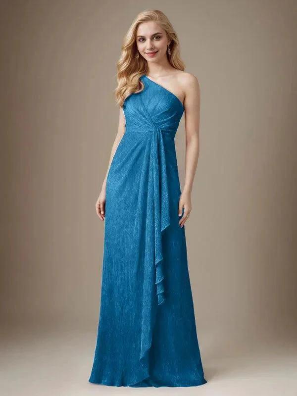 Ruby Sheath One Shoulder Metallic Mesh Dress Mother of the Bride Dress - Image 7