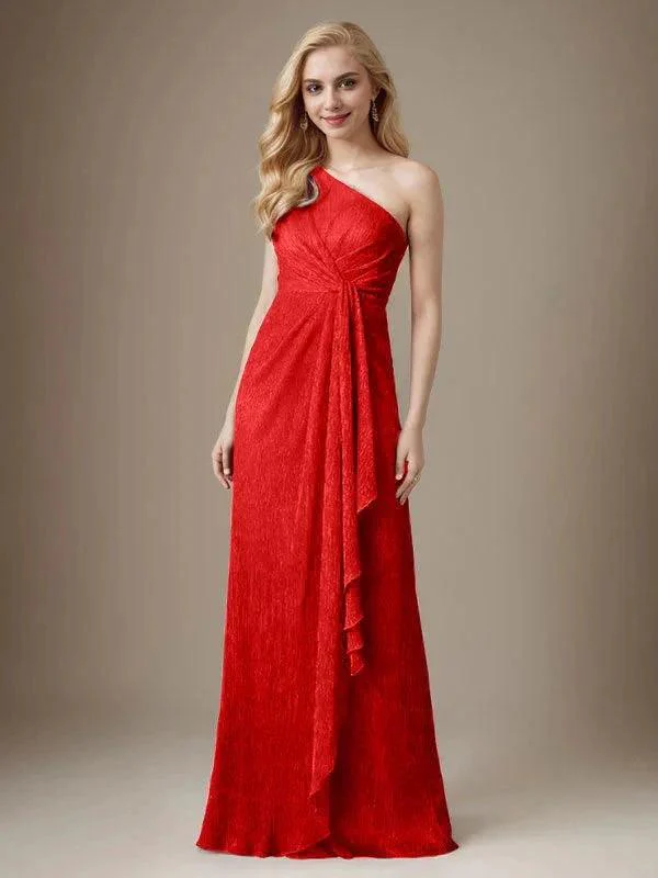 Ruby Sheath One Shoulder Metallic Mesh Dress Mother of the Bride Dress - Image 8