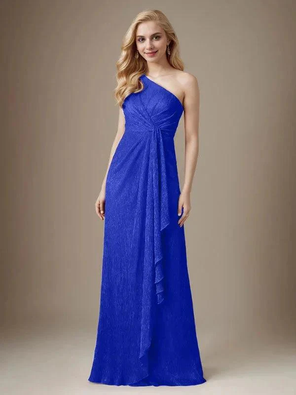 Ruby Sheath One Shoulder Metallic Mesh Dress Mother of the Bride Dress - Image 9