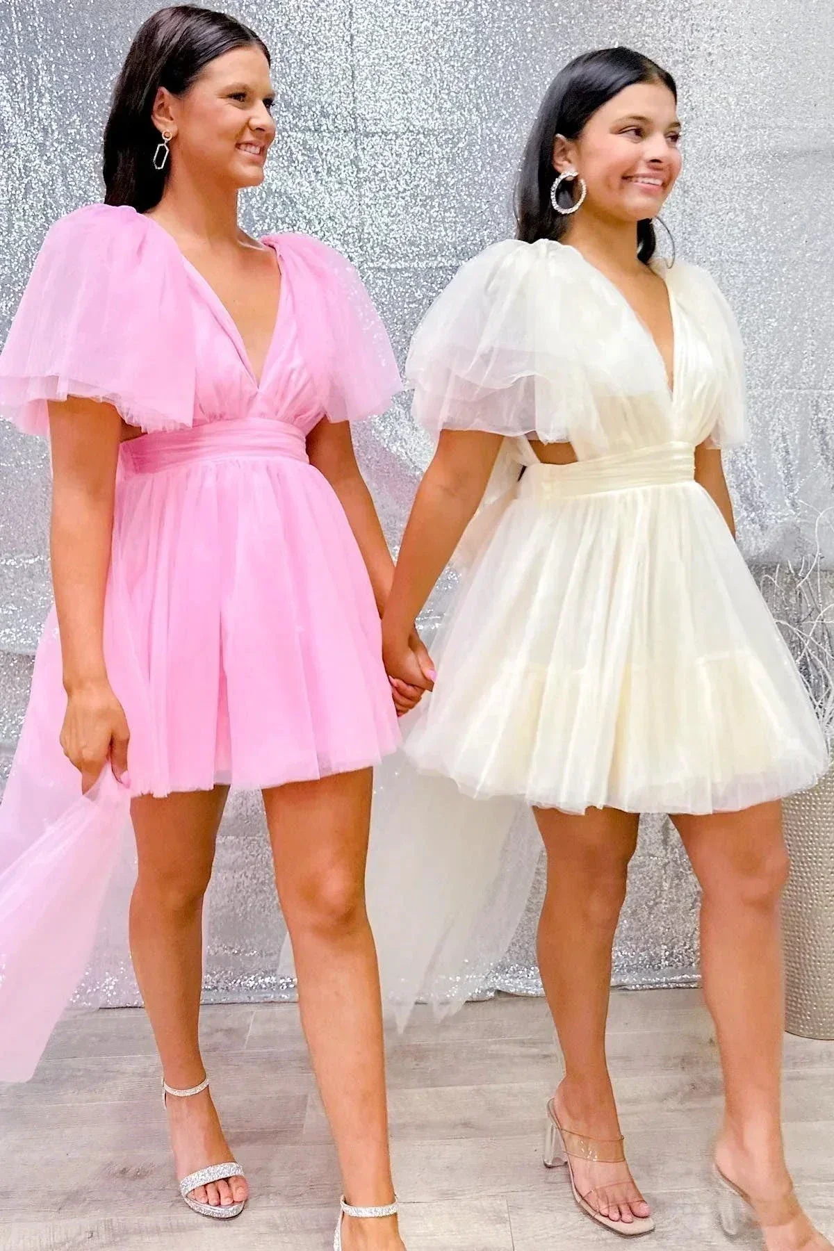 Plunging V Neck Tulle Homecoming Dress SYH109 - Image 2