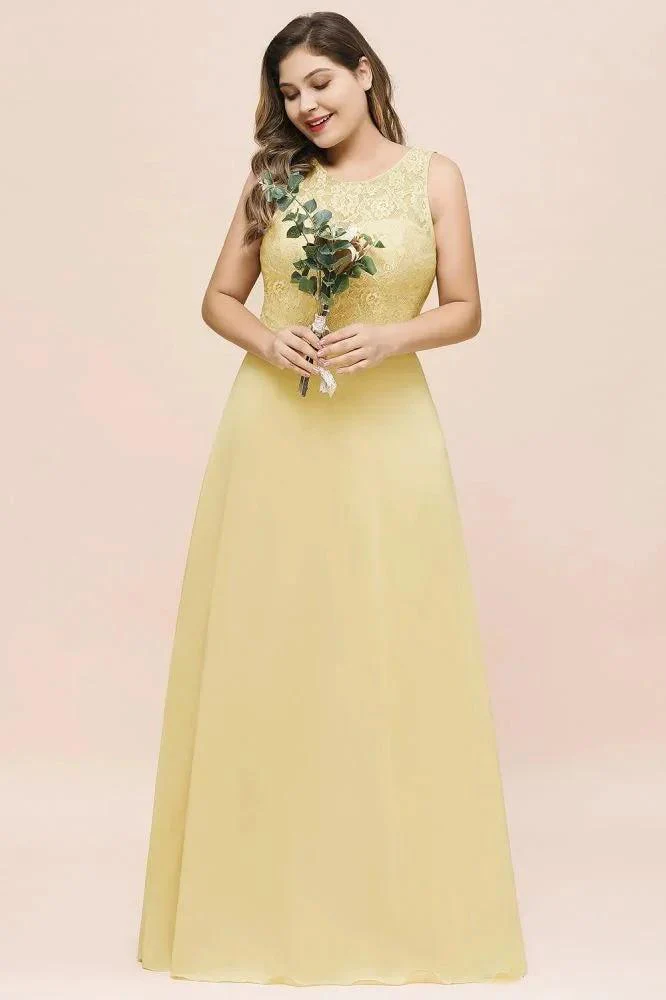Plus Size Floral A-line Bridesmaid Dress Sleeveless Evening Maxi Dress for Girls Women - Image 3