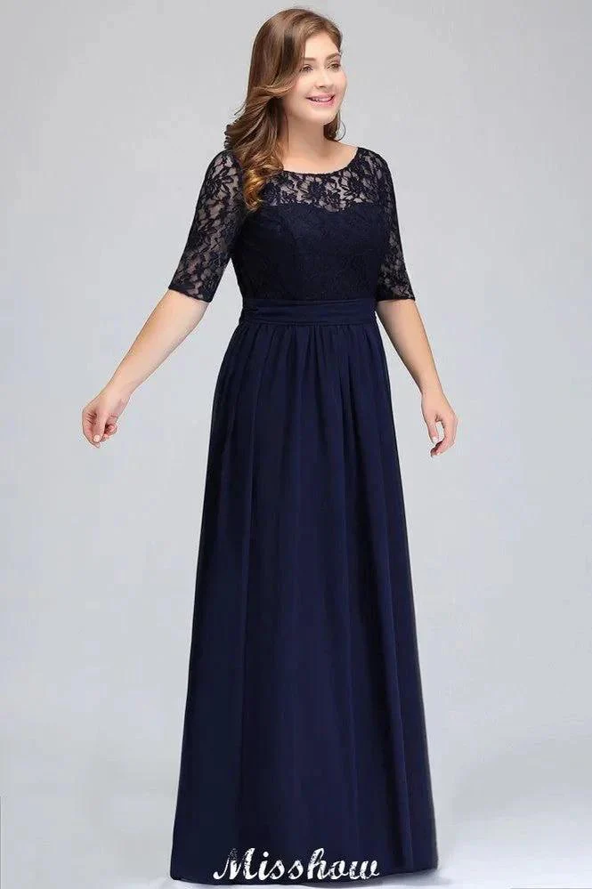 Plus Size Floral Lace A-line Evening Maxi Dress Half Sleeves Party Dress - Image 3