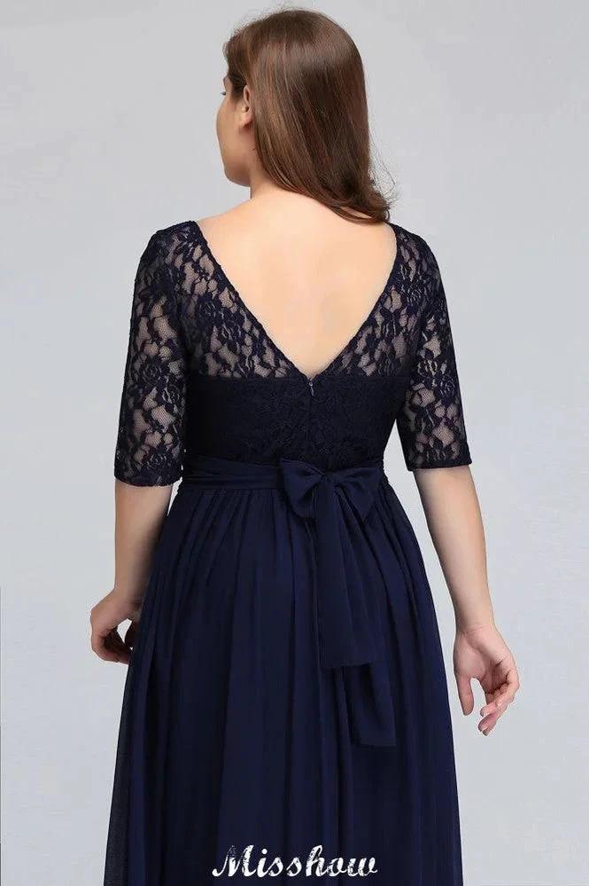 Plus Size Floral Lace A-line Evening Maxi Dress Half Sleeves Party Dress - Image 6