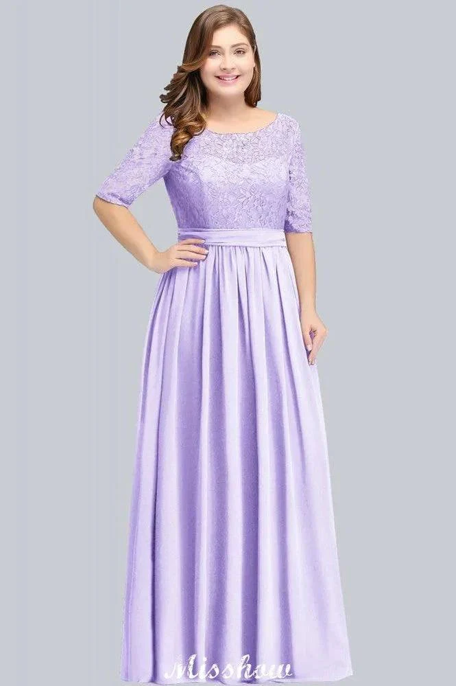 Plus Size Floral Lace A-line Evening Maxi Dress Half Sleeves Party Dress - Image 8