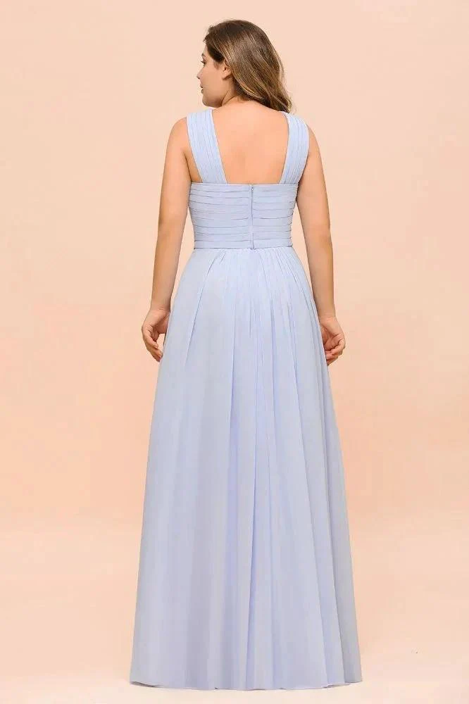 Plus Size Lavender Bridesmaid Dress Halter Floor Length Wedding Guest Dress - Image 2