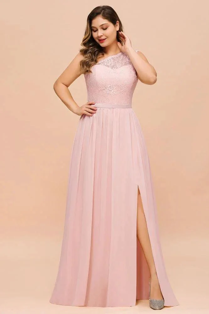 Plus Size Sleeveless aline Bridesmaid Dress Long Side Split Wedding Party Dress - Image 4