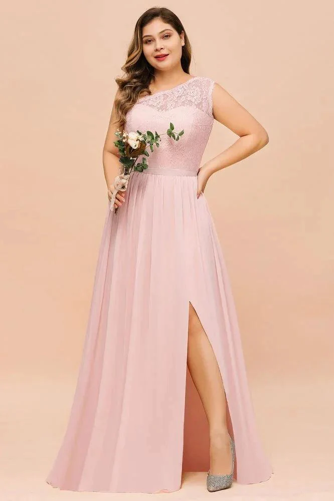 Plus Size Sleeveless aline Bridesmaid Dress Long Side Split Wedding Party Dress - Image 6