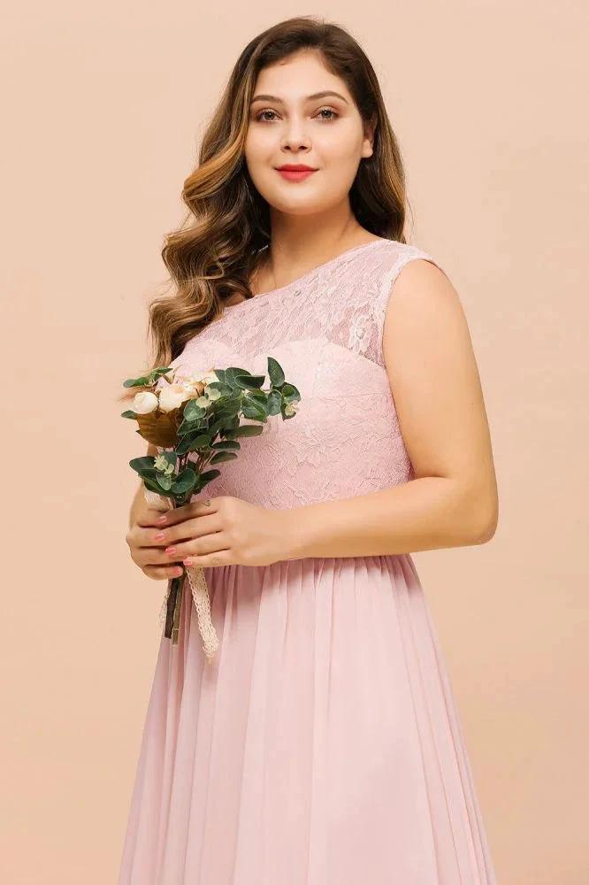 Plus Size Sleeveless aline Bridesmaid Dress Long Side Split Wedding Party Dress - Image 8