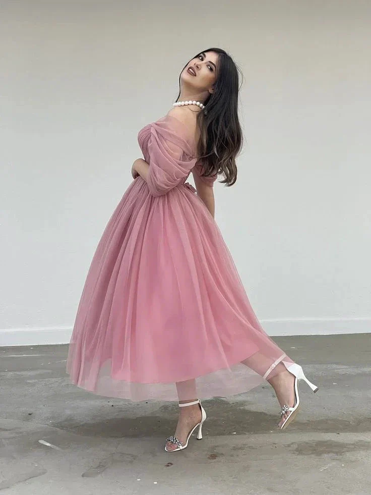 Powder Pink Tulle Dress Engagement Dress Corset Dress Cocktail Dress Evening Dress Y4775 - Image 3