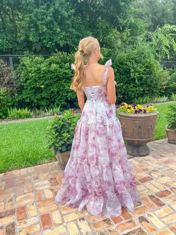 Pretty Chiffon Rose Print A Line Prom Dress Evening Dress Y8498 - Image 4
