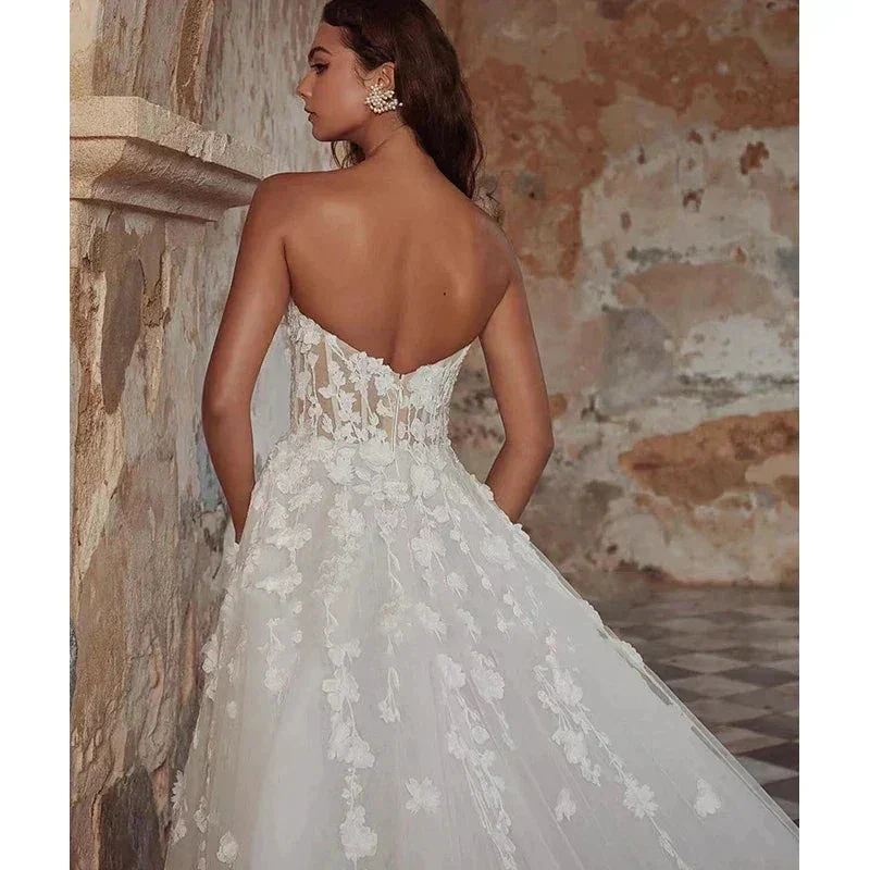 Pretty Gorgeous Off Shoulder Sleeveless Court Train Mermaid Wedding Dresses Romantic Sweetheart Princess Bridal Gown Customize - Image 2