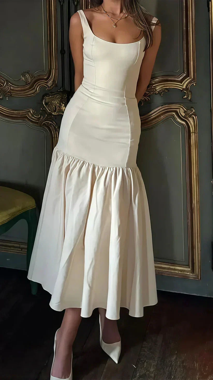 Pretty Ivory Mermaid Party Dress Long Satin Prom Evening Dress Y8014 - Image 3