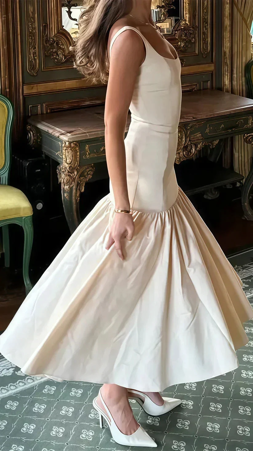 Pretty Ivory Mermaid Party Dress Long Satin Prom Evening Dress Y8014 - Image 4