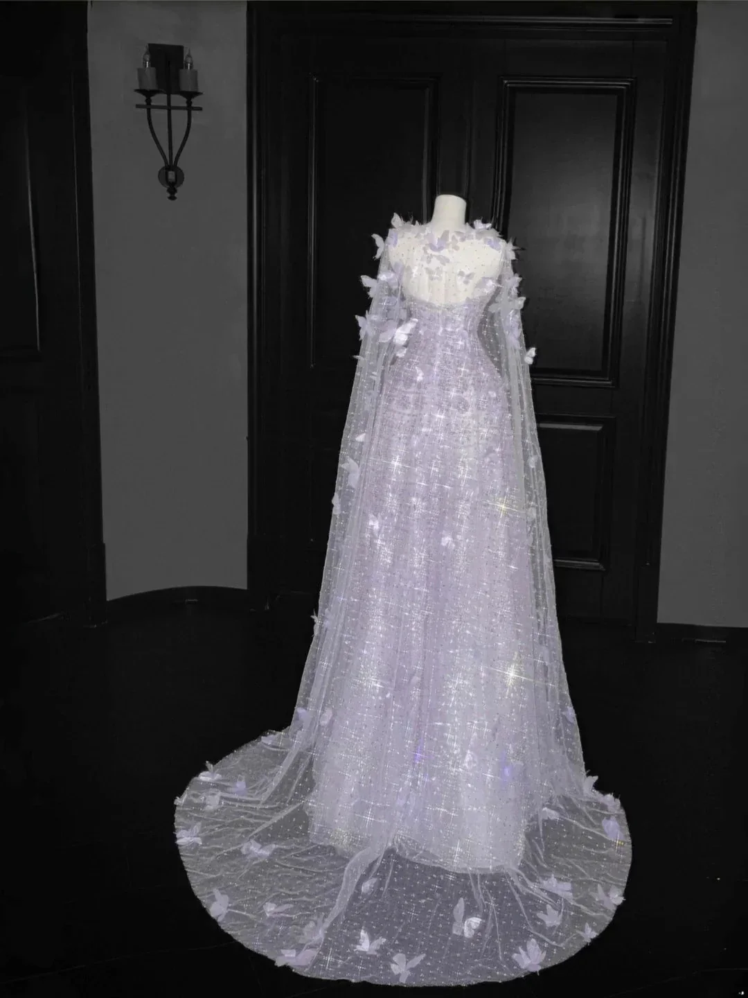 Pretty Lilac Tulle Beaded Appliques A Line Prom Evening Dress Formal Evening Dress Y8657 - Image 4